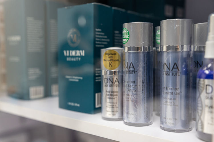 Skincare by Anna products photographed on a shelf.