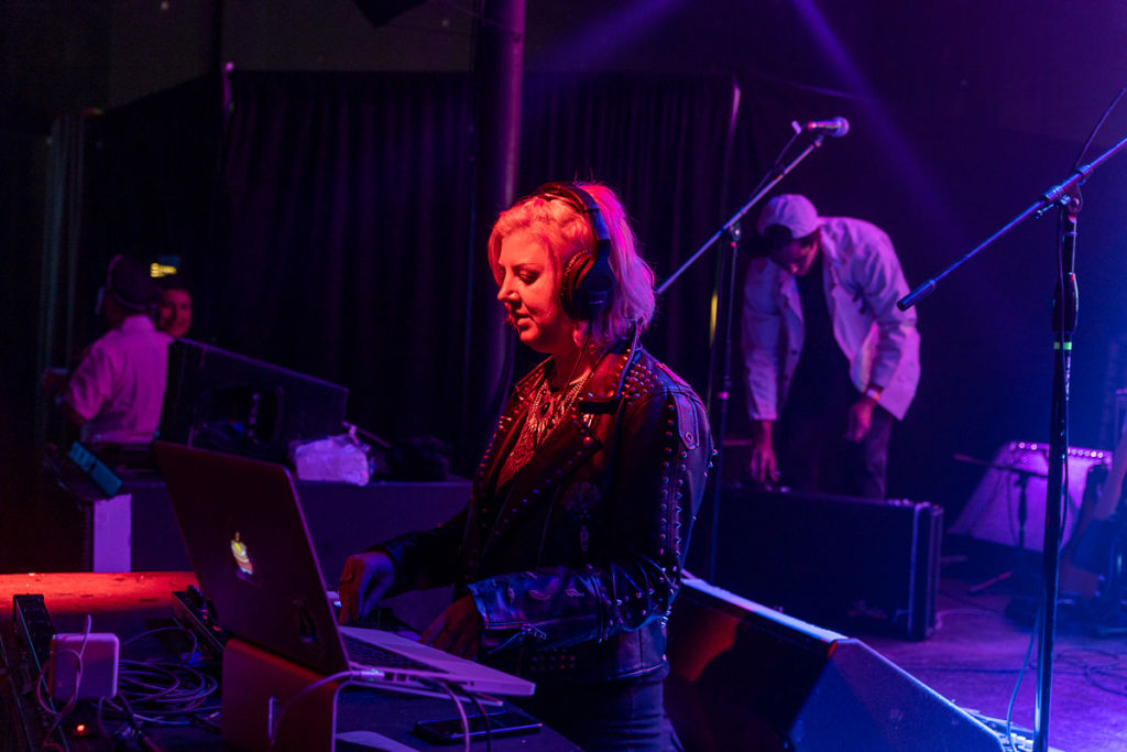A DJ preparing for the event.