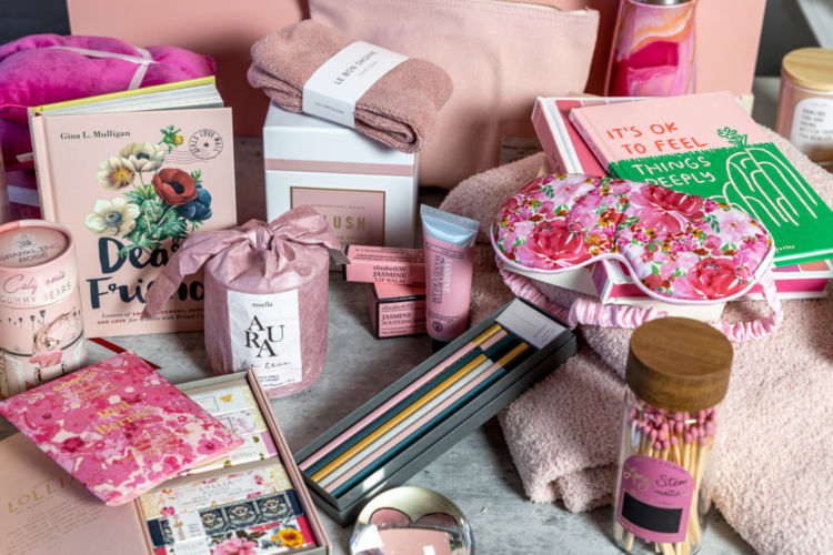 Various pink self-care products of Gifted LA.