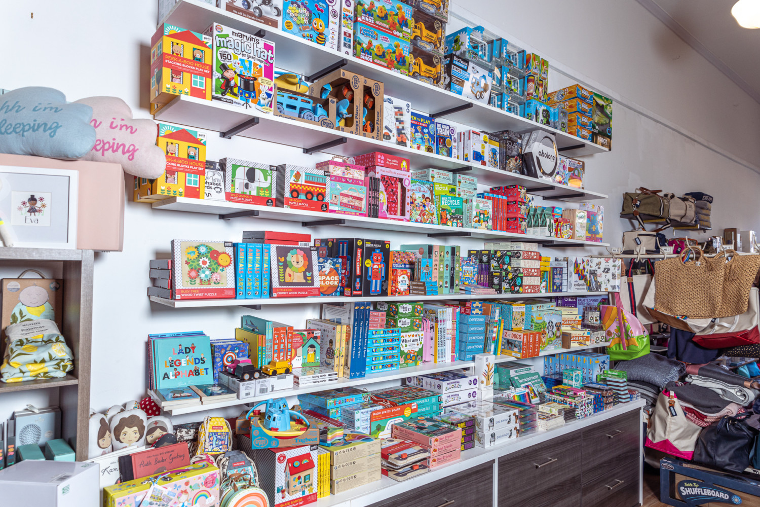 The Gifted LA wall featuring colorful games and toys.
