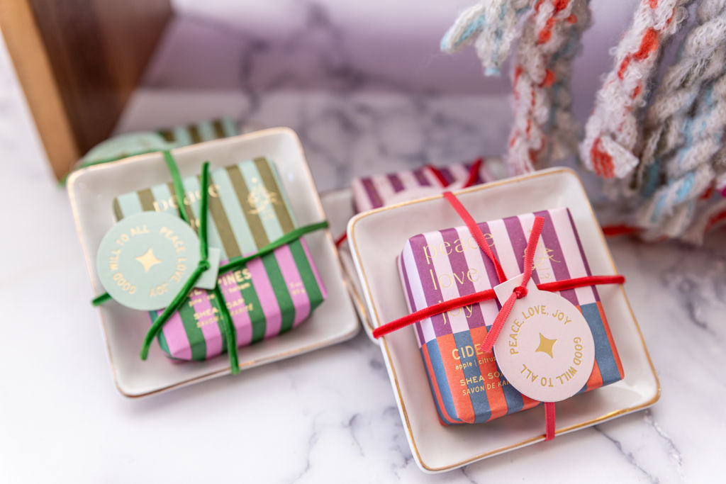 Beautifully wrapped gifts on a clean surface.
